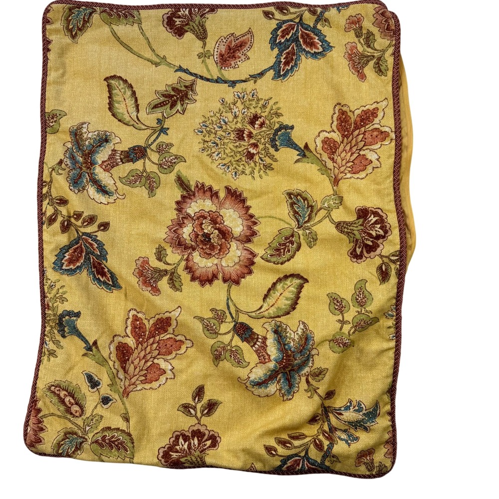 Croscill Pillow Sham Standard Yellow Floral Braided Trim Farmhouse Chic Cottage